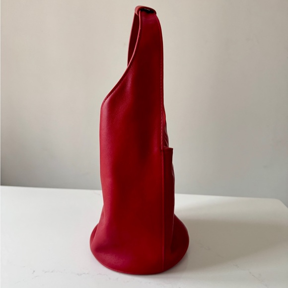 Reformation Small Leather Silvana Bucket Bag - Lipstick Red - Picture 12 of 16